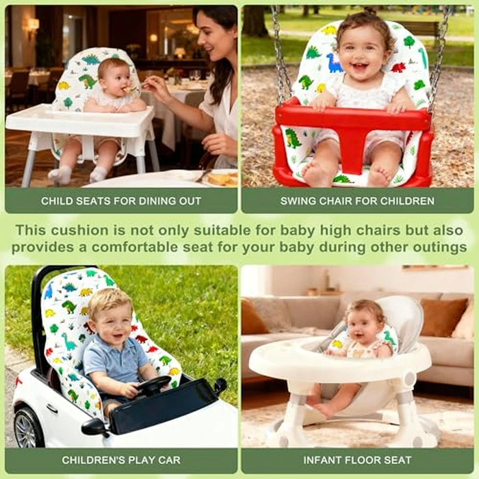 Lomgwumy for IKEA High Chair Cushion, for Antilop Cushion, with High Chair Handy Pocket Pouch, for IKEA Antilop Highchair, Cotton Soft, Baby Sitting More Comfortable (Cartoon Dinosaur Pattern) by Lomgwumy - Image 5