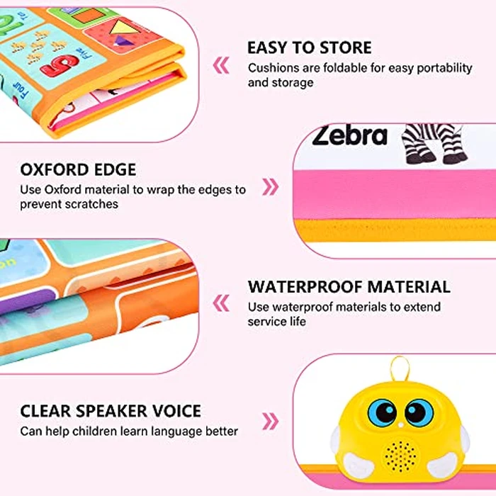 Interactive Alphabet Wall Chart, Talking ABC, 123s, Music Poster, Kids Learning Toys for Toddlers 1-3, Electronic Educational Toddler Toy, Educational Gift for Age 1 2 3 4 5 Year Old Girls Boys - Pink by GaHoo - Image 3