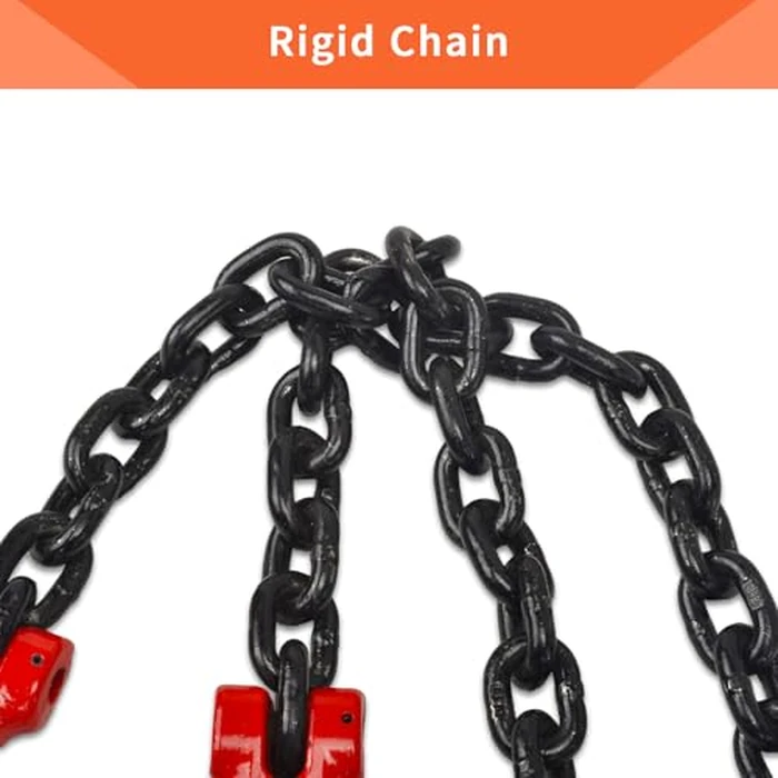 TBAPFS 3/8" Grade 80 V-Type Transport Tow Chain w/15 J-Hooks 2Ft Long Shank Legs for Flatbed Truck Tie Trailer Tractor Car Wrecker Tow Chain,7100Lbs Work Load Limit,G80 Steel Towing Bridle,Black+Red by TBAPFS - Image 7