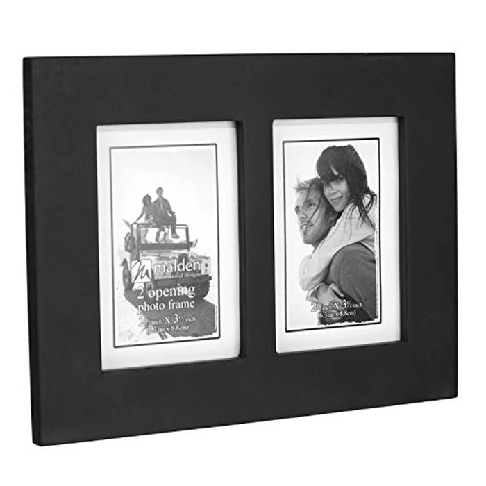 Malden Double 2x3 Picture Frame - Wide Real Wood Molding, Real Glass - Black by Malden - Image 2