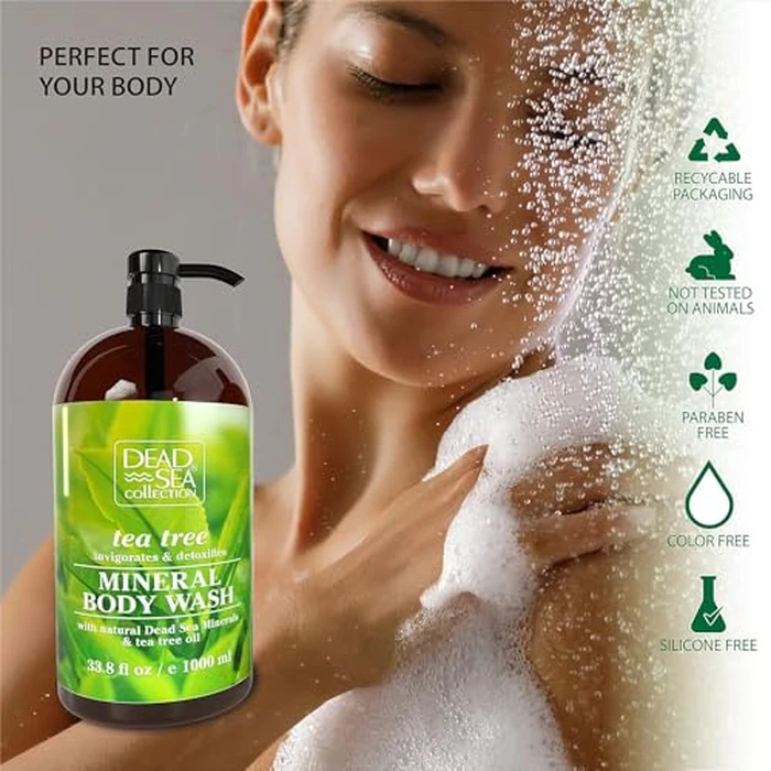 Dead Sea Collection Tea Tree Body Wash for Women and Men - with Pure Dead Sea Minerals and Tea Tree Oil - Cleanses and Moisturizes Skin - Pack of 2 (67.6 fl. oz) by Dead Sea Collection - Image 4