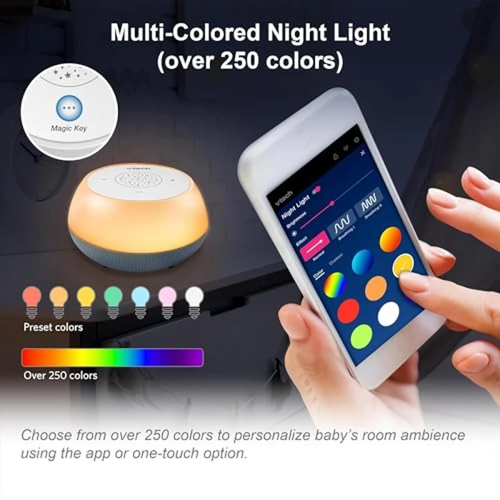 VTech BC8213 V-Hush Junior Sleep Training Soother with 40 Stories/Songs/Sounds & Record Your own Voice. Portable Bluetooth HD Speaker, 250+ Multi-Color Night Light, Ceiling Projector by VTech - Image 3