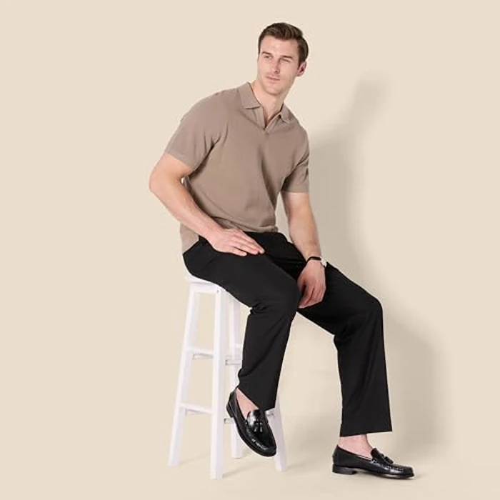 Amazon Essentials Men's Classic-Fit Wrinkle-Resistant Stretch Dress Pant Pants, -Black, 42W x 29L by Amazon Essentials - Image 7