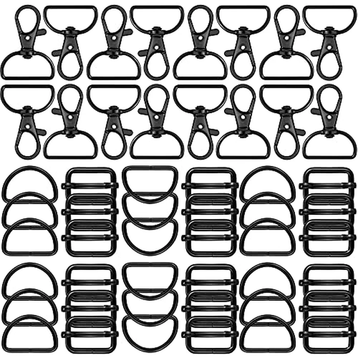 56 Pieces D Rings for Purse Bag Hardware Purse Hardware for Bag Making Buckles Craft (Black,30 mm) by Hotop - Image 1