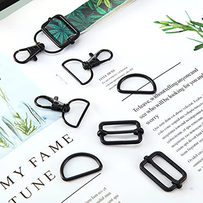 56 Pieces D Rings for Purse Bag Hardware Purse Hardware for Bag Making Buckles Craft (Black,30 mm) by Hotop - Image 7