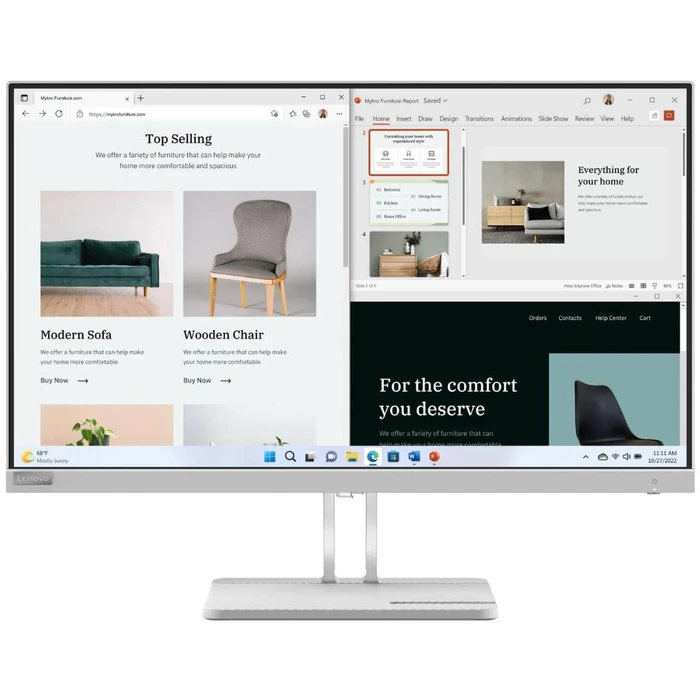 Lenovo L27e-40 Full HD Monitor 27" - Cloud Grey - 27 Inch by Lenovo - Image 1