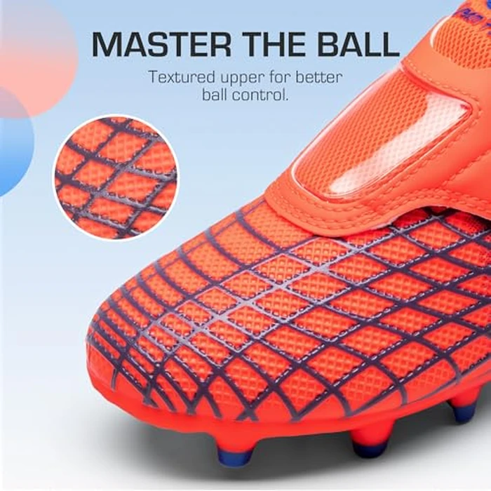 DREAM PAIRS Boys Girls Soccer Cleats Firm Ground Kids Youth Athletic Outdoor Football Shoes,Size 5 Big Kid,Orange/Blue,KKUMSO2510 by DREAM PAIRS - Image 5