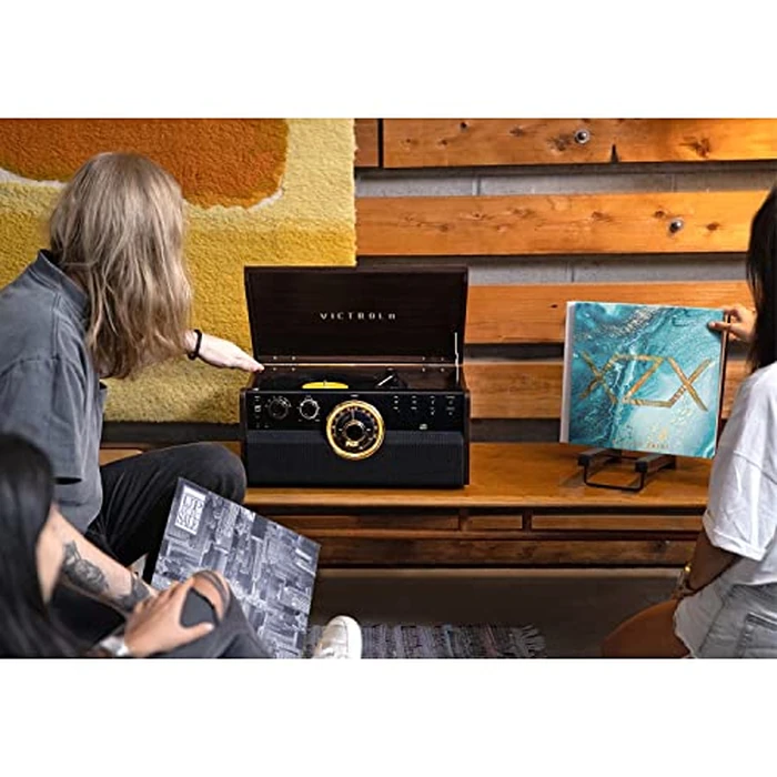 Victrola Metropolitan - 4-in-1 Bluetooth Record Player & Multimedia Center - 3-Speed Belt Driven Turntable with Built-in Speakers, AM/FM Radio, Wireless Music Streaming, Aux and RCA Outputs (Espresso) by Victrola - Image 4