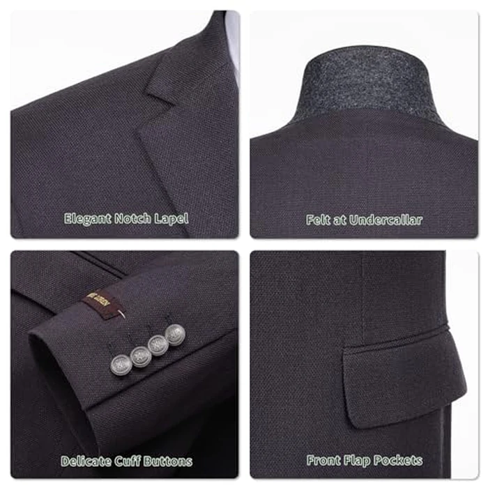 P&L Men's Modern Fit Two-Button Blazer Lightweight Sport Coat Casual Stretch Suit Jacket for Business & Daily Wear Grey by P&L - Image 3