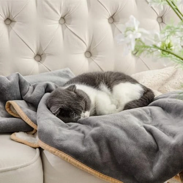 Oillase Waterproof Blanket for Bed - Sherpa Fleece Waterproof Dog Blankets for Large Dogs, Pet Blankets for Bed/Couch, Soft Plush Reversible Furniture Protector, King Size, 86"x108", Grey by Oillase - Image 8