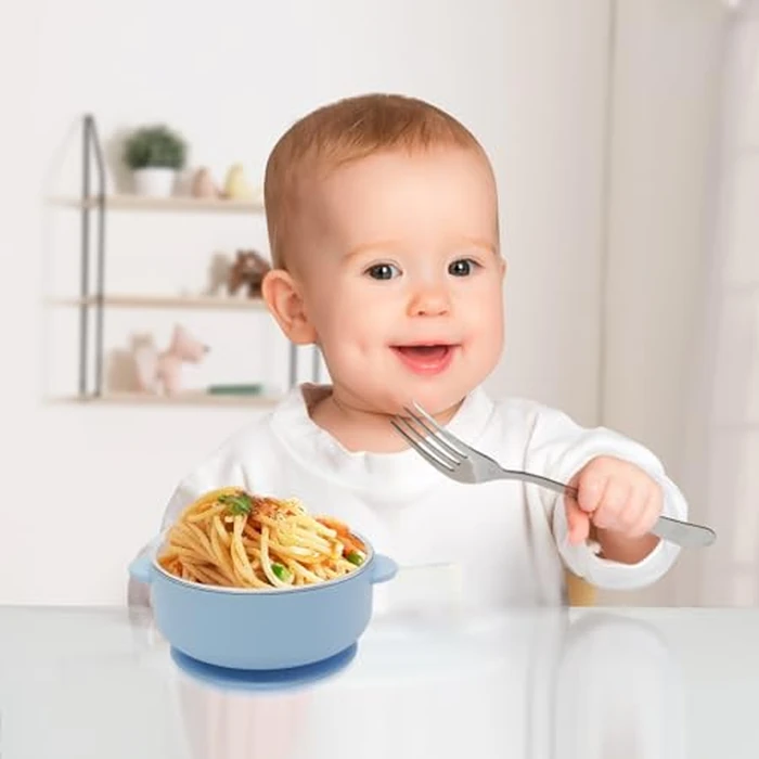 JVEOO 4 Pack Stainless Steel Baby Bowls with Suction, 2-in-1 SUS304 Toddlers Bowl & Removable Silicone Suction Kids Bowl Anti Scald Non Toxic Snack Container for Baby Food Feeding by JVEOO - Image 8