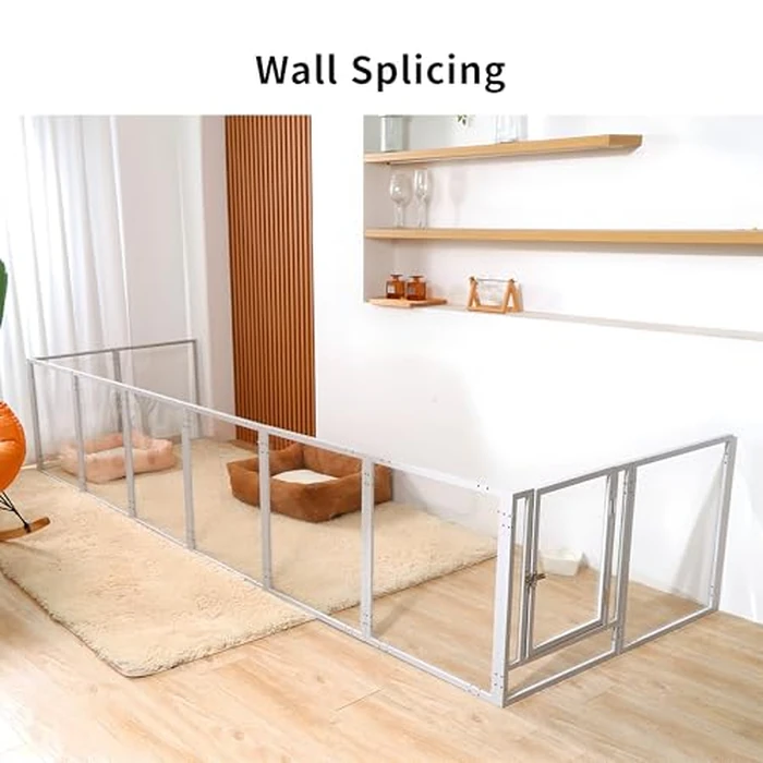 WSHPY Clear Acrylic Dog Play Pen Indoor - 59 Inch 10-Panel Pet Enclosure for Small Dogs & Cats, Outdoor Use with Door, Easy Assemble & Cleaning by WSHPY - Image 5