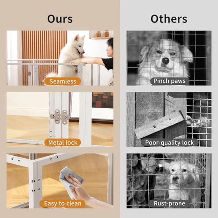 WSHPY Clear Acrylic Dog Play Pen Indoor - 59 Inch 10-Panel Pet Enclosure for Small Dogs & Cats, Outdoor Use with Door, Easy Assemble & Cleaning by WSHPY - Image 6