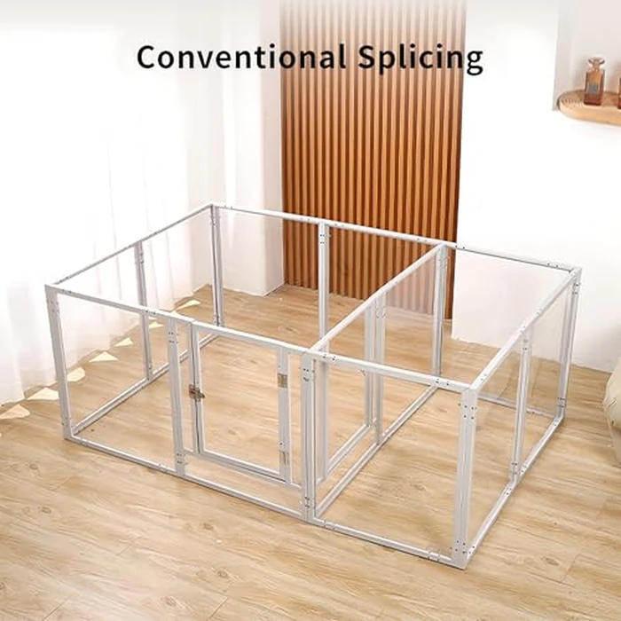 WSHPY Clear Acrylic Dog Play Pen Indoor - 59 Inch 10-Panel Pet Enclosure for Small Dogs & Cats, Outdoor Use with Door, Easy Assemble & Cleaning by WSHPY - Image 9