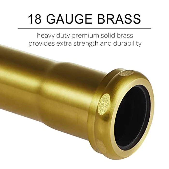 18 Gauge Brass Slip Joint Extension Tube 1-1/4” OD x 8” with Nut and Rubber Washer, P Trap Extension Tube, Sink Drain Tailpiece Tube Extension Heavy Duty, Brushed Brass Gold by Fipoque - Image 2