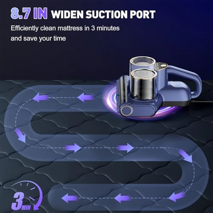 Mattress Vacuum Cleaner, 16kPa Bed Vacuum Cleaner with 253.7nm UV-C Light, Ultrasonic & 140℉ Heating, Dual Cup & Widen Suction Port Handheld Vacuums for Bed, Sofa, Couch, Crib (500W, Corded) by Gxzsk - Image 5