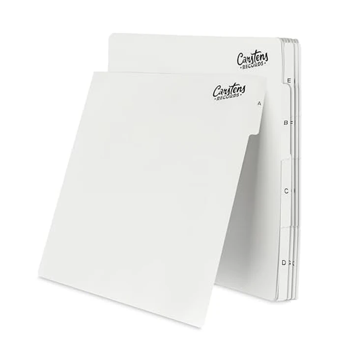 Carstens Records Heavy Duty Vinyl Album Dividers A-Z | Single Sided Printing | 12" LP Organizers with Tabs | Pack of 26 White | Made in The USA | for Side Browsing by Carstens Records - Used - Like New condition
