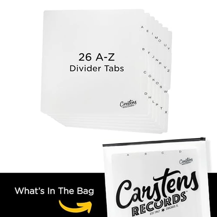 Carstens Records Heavy Duty Vinyl Album Dividers A-Z | Single Sided Printing | 12" LP Organizers with Tabs | Pack of 26 White | Made in The USA | for Side Browsing by Carstens Records - Image 4