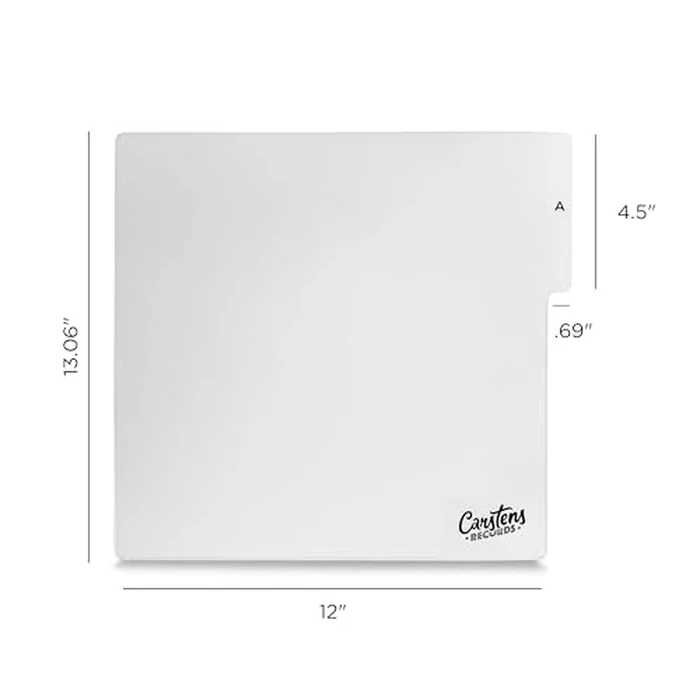 Carstens Records Heavy Duty Vinyl Album Dividers A-Z | Single Sided Printing | 12" LP Organizers with Tabs | Pack of 26 White | Made in The USA | for Side Browsing by Carstens Records - Image 6