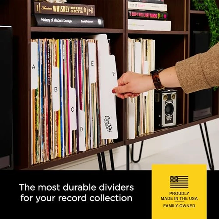 Carstens Records Heavy Duty Vinyl Album Dividers A-Z | Single Sided Printing | 12" LP Organizers with Tabs | Pack of 26 White | Made in The USA | for Side Browsing by Carstens Records - Image 7