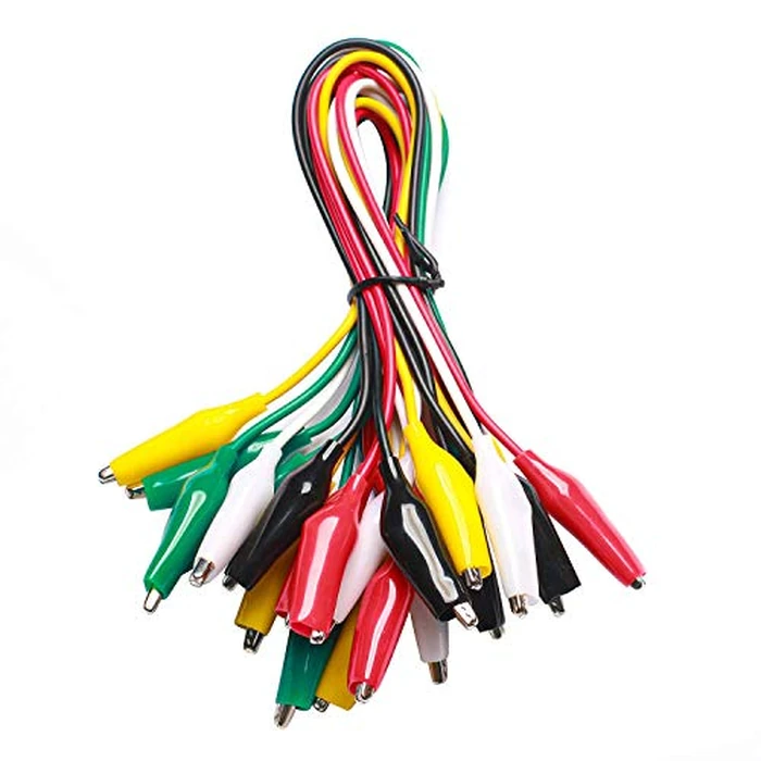 WGGE WG-026 10 Pieces and 5 Colors Test Lead Set & Alligator Clips,20.5 inches / 22 AWG Copper Wire. The Clips soldered and Stamped to The Wires. (1 Pack) by WGGE - Used - Very Good condition - US$5.04