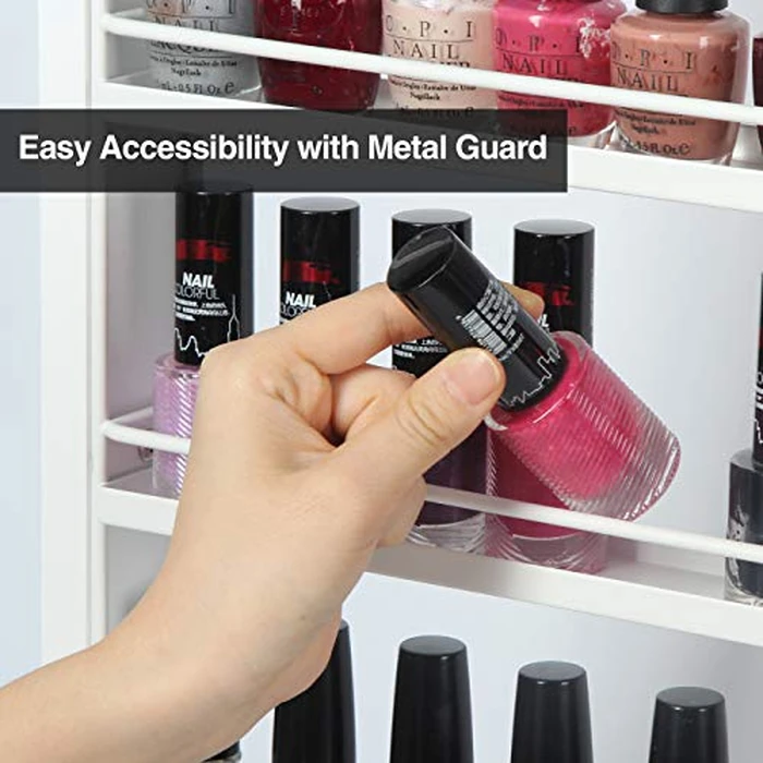 J JACKCUBE DESIGN White Wood Nail Polish Organizer with 6 Tier Shelves 100 Bottles Wall Mount Display Rack Makeup Essential Oil Bottles Holder Storage for Nail Salon Bedroom Dress Room - MK528C by J JACKCUBE DESIGN - Image 4