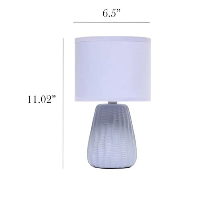 Simple Designs LT1138-PWK 11.02" Traditional Mini Modern Ceramic Texture Pastel Accent Bedside Table Desk Lamp w Matching Fabric Shade for Decor,Bedroom, Nightstand, Living Room, Entryway, Periwinkle by Simple Designs - Image 3