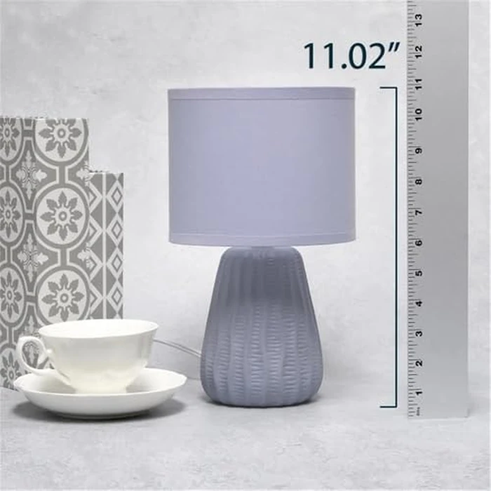 Simple Designs LT1138-PWK 11.02" Traditional Mini Modern Ceramic Texture Pastel Accent Bedside Table Desk Lamp w Matching Fabric Shade for Decor,Bedroom, Nightstand, Living Room, Entryway, Periwinkle by Simple Designs - Image 6