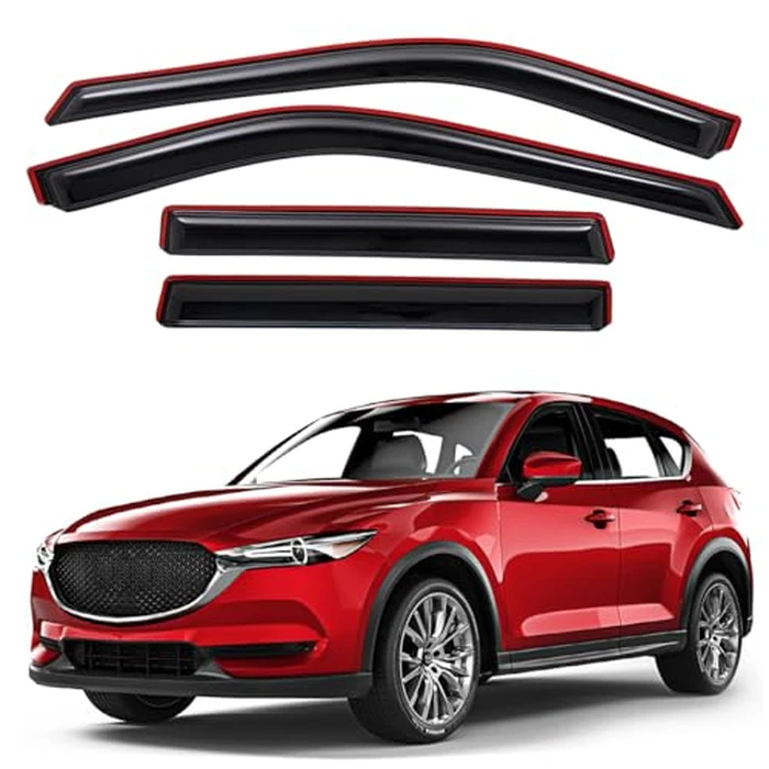 Lightronic Extra Durable Clip-on in-Channel Auto Vent Window Visors, Fits 2017-2025 Mazda CX-5, UV Protection Rain Guards, Original Wind Deflectors, Smoke, 4-Pcs by Lightronic - Image 1