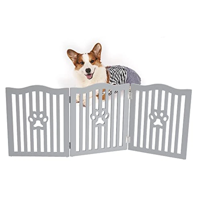 Trimate, Pet Gate, Wooden Free Standing Dog Gate for Small Dogs and Cats. Great Folding Fence for Doorways, Halls, Stairs. Grey by trimate - Used - Very Good condition
