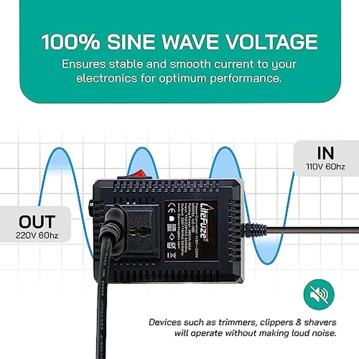 LiteFuze 300 Watt Step Up/Step Down Travel Voltage Converter, 220/110v to 110/220v converter with Type B Plug - Compatible with Hair Straightener, Camera, Laptop & More by LiteFuze - Image 3