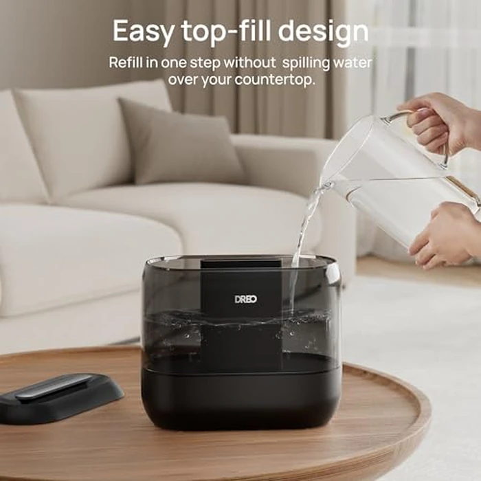 DREO 4L Humidifiers for Bedroom, 28dB Quiet Top Fill Supersized Cool Mist Humidifier for Baby Large Room, Oil Diffuser and Nightlight, 32H Runtime, Ultrasonic Humidifier for Home, Nursery, Plants by DREO - Image 2