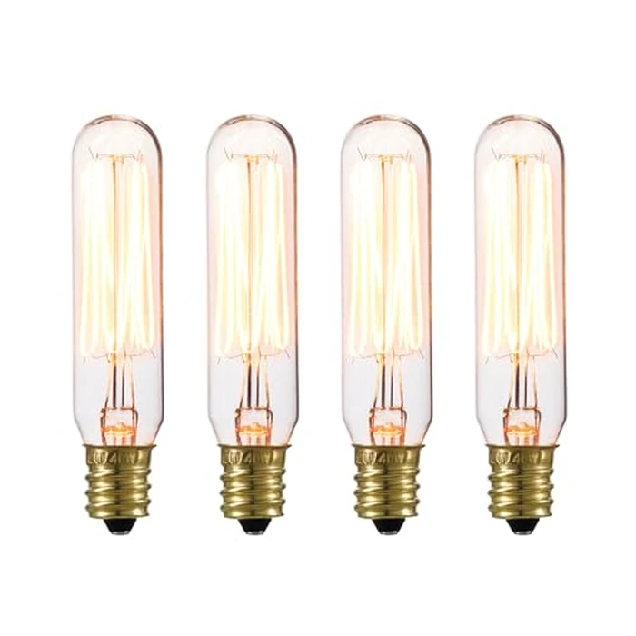 Globe Electric 80151 40W Vintage Edison Mini Tube Clear Glass Dimmable Incandescent Light Bulb 4-Pack, E12 Base, 210 Lumens, Edison Bulbs, Vintage Light Bulbs, E12 Light Bulb, Home Improvement by Globe Electric - Image 1
