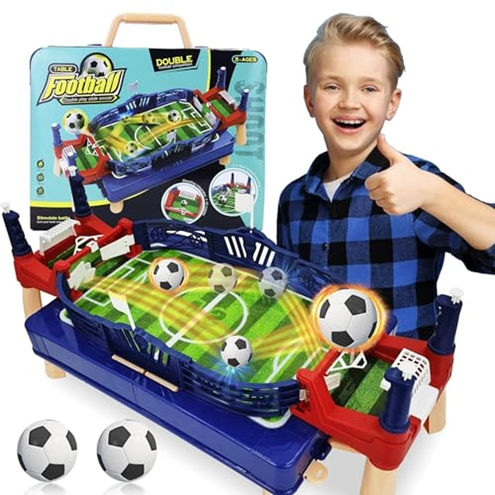 PowerKing Tabletop Foosball Tables with Protable Box, Mini Tabletop Foosball Table Games Competitive Sports Games, Tabletop Slingshot Games Toys for Fun Family by PowerKing - Image 1