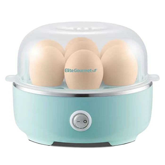 Elite Gourmet EGC115M Easy Egg Cooker Electric 7-Egg Capacity, Soft, Medium, Hard-Boiled Egg Cooker with Auto Shut-Off, Measuring Cup Included, BPA Free, Retro Mint by Elite Gourmet - Used - Like New condition - US$11.09