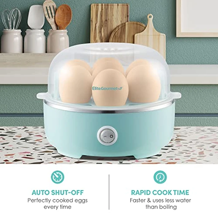 Elite Gourmet EGC115M Easy Egg Cooker Electric 7-Egg Capacity, Soft, Medium, Hard-Boiled Egg Cooker with Auto Shut-Off, Measuring Cup Included, BPA Free, Retro Mint by Elite Gourmet - Image 3