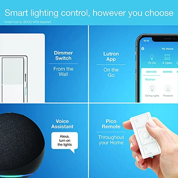 Lutron Caseta Smart Lighting Diva Smart Dimmer Switch w/Wall Plate for LED Bulbs, Works w/Alexa, Apple Homekit, Google Home (Hub Required), 150W, No Neutral Required, DVRFW-6L-WH-A, White by Lutron - Image 6