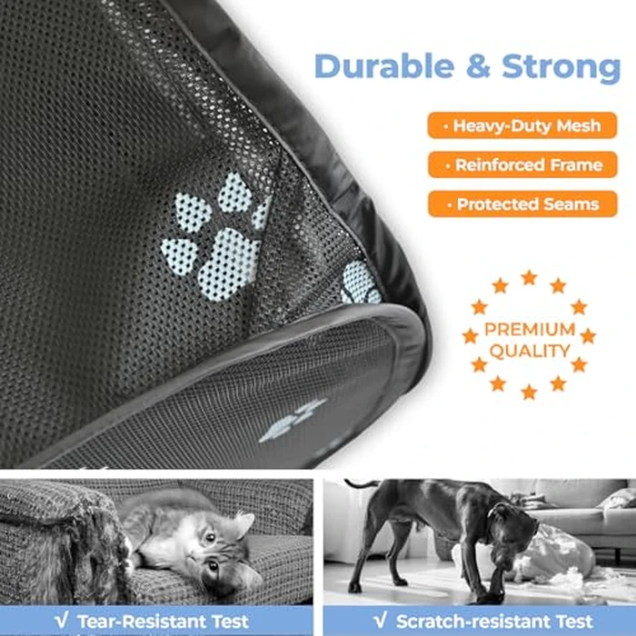 2-in-1 Dog Playpen 46.5''Pop Up Cat Pet Playpen, Assembly-Free Indoor Outdoor Kitten Enclosure, Breathable Cat Cage Portable Puppy Tent Crates,Spacious Kennel for Small Animals, No Confinement Feel(S) by EighteenTek - Image 3