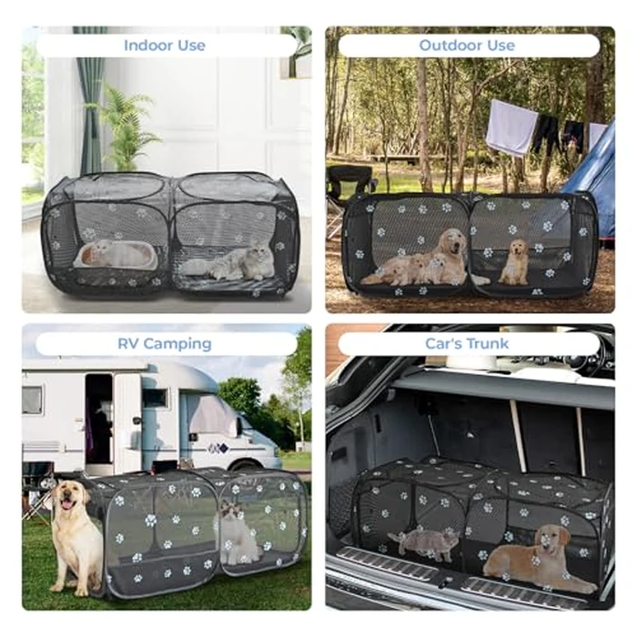 2-in-1 Dog Playpen 46.5''Pop Up Cat Pet Playpen, Assembly-Free Indoor Outdoor Kitten Enclosure, Breathable Cat Cage Portable Puppy Tent Crates,Spacious Kennel for Small Animals, No Confinement Feel(S) by EighteenTek - Image 7