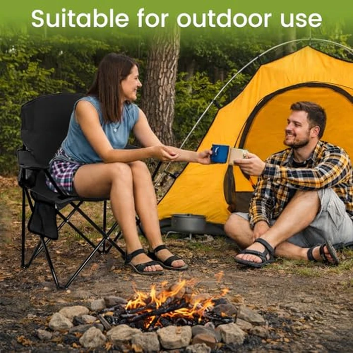 SAILARY 2 Pack Folding Camping Chair with Cup Holder & Side Storage Bag 300lbs Capacity Lightweight High Back Portable for Beach, Picnic, Sport, Black by SAILARY - Image 5