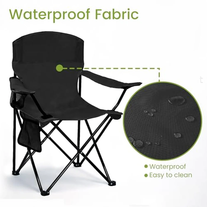 SAILARY 2 Pack Folding Camping Chair with Cup Holder & Side Storage Bag 300lbs Capacity Lightweight High Back Portable for Beach, Picnic, Sport, Black by SAILARY - Image 9