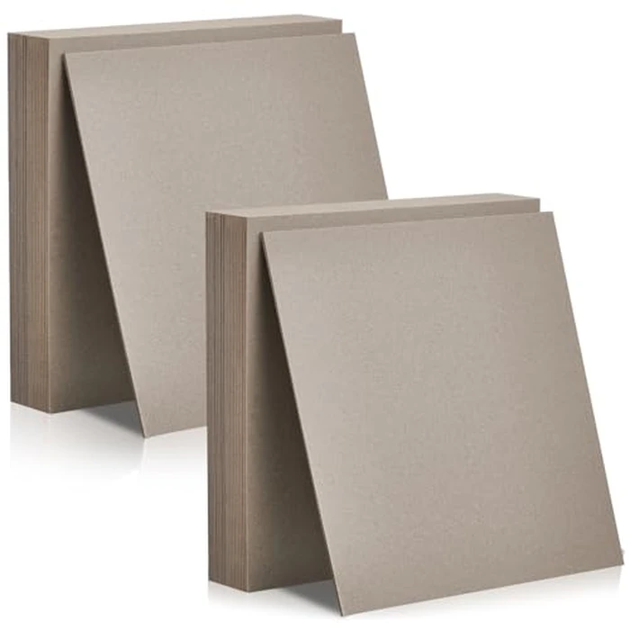 Lewtemi 50 Pcs Book Board, Binders Board Chipboard Designer Bookboard Kraft Heavy Duty Chipboard Sheets Bookbinding Supplies for Book Binding Cover (Gray,12 x 12 Inch, 70 PT) by Lewtemi - Image 1