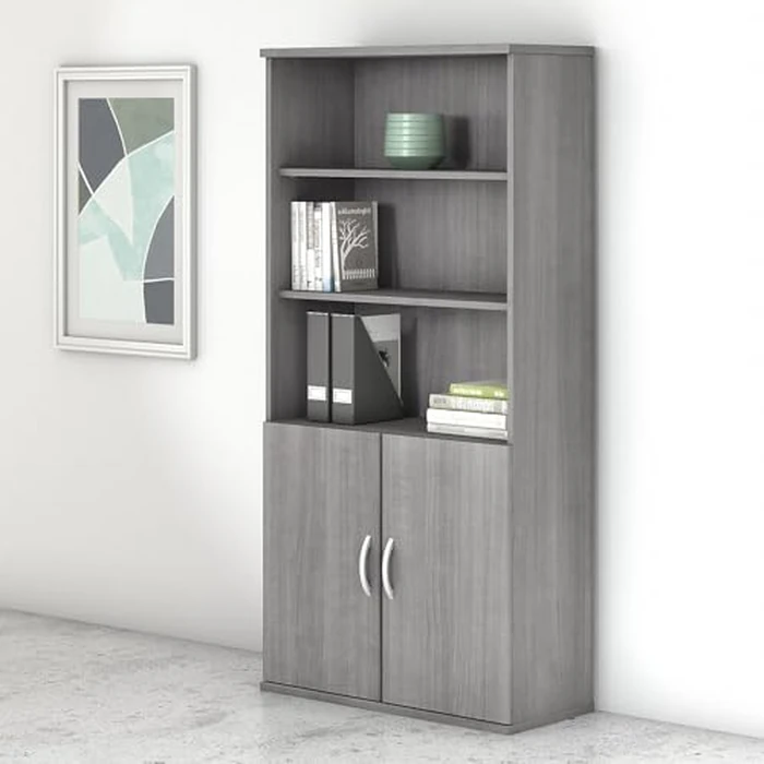Bush Business Furniture Studio C Tall 5 Shelf Bookcase in Platinum Gray, Large Bookshelf for Home or Professional Workplace Organization by Bush Furniture - Image 5