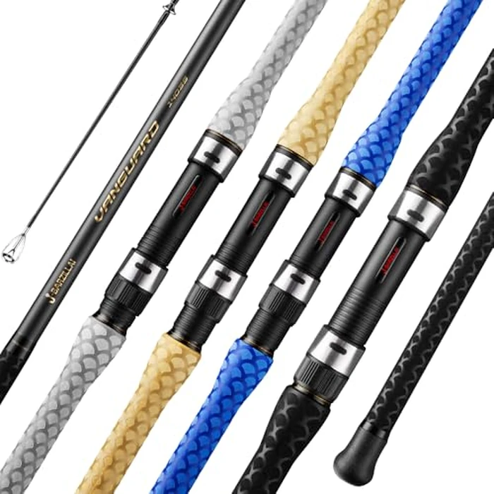 J-BARZILLAI CarbonPro Surf Casting Fishing Rod, Ultra-Light High-Sensitivity Graphite Pole, Saltwater/Offshore Surf Fishing Rod with Corrosion-Resistant Guides & Travel Case, 12ft (Grey, 13') by J-BARZILLAI - Image 1