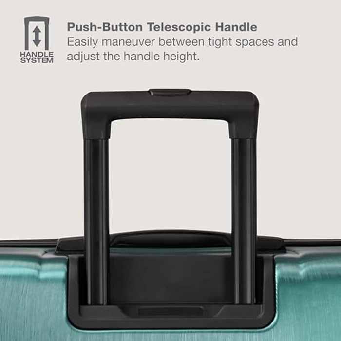 U.S. Traveler Boren Expandable Hardside Rugged Travel Luggage with 8 Spinner Wheels, Teal, Checked-Large 30-Inch by U.S. Traveler - Image 4