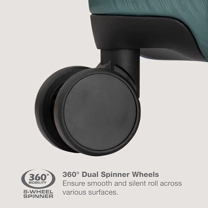 U.S. Traveler Boren Expandable Hardside Rugged Travel Luggage with 8 Spinner Wheels, Teal, Checked-Large 30-Inch by U.S. Traveler - Image 5