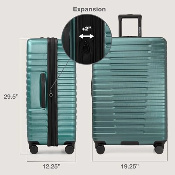U.S. Traveler Boren Expandable Hardside Rugged Travel Luggage with 8 Spinner Wheels, Teal, Checked-Large 30-Inch by U.S. Traveler - Image 6