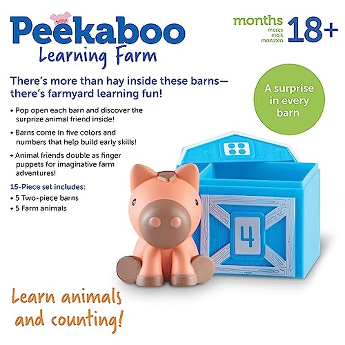 Learning Resources Peekaboo Learning Farm - Farm Animals for Toddlers, Educational Fine Motor Montessori Sets, Toddler Animal Toys, Counting, Sorting & Matching Barn Animal Toy, Little Animal Figures by Learning Resources - Image 6