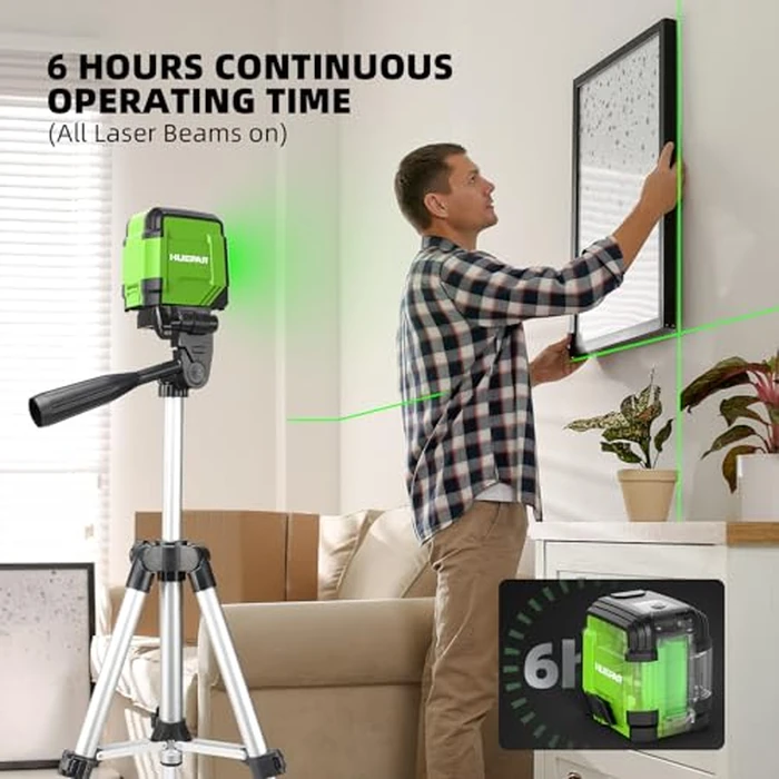 Laser Level with 40in Tripod, HUEPAR 98Ft Self Leveling Laser Level Green Line Laser Cross Line Laser Leveler Tool for Picture Hanging, Home Renovation, Indoor Project, Battery&Carrying Bag Included by Huepar - Image 4