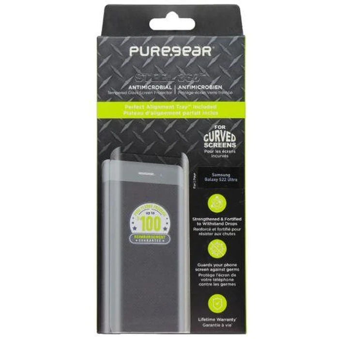 PureGear Steel 360 Series Tempered Glass Screen Protector for Galaxy S22 Ultra - Clear by PureGear - Refurbished - Brand New condition - US$39.93